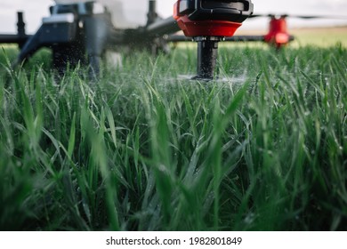 iot smart agriculture industry 4.0 concept, drone (in precision farm) use for spray a water, fertilizer or chemical to the field, farm for growth a yields,crops, use for control, kill the bug or weed