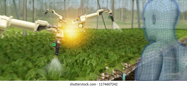 Iot Smart Industry Robot 40 Agriculture Stock Photo 1174607242 ...