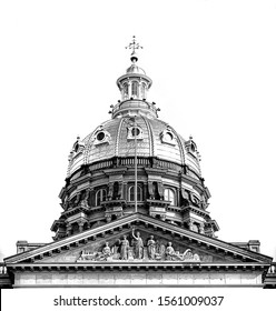 Iowa Capitol Dome In Black And White