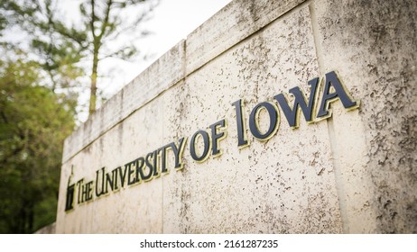 Iowa City, IA - May 23, 2022: University Of Iowa Hawkeyes' College Campus Entrance