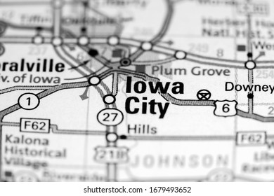 Iowa City. Iowa. USA On A Map