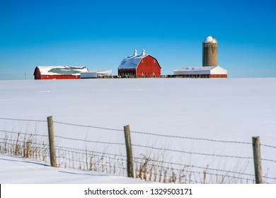 Iowa Farmland In Winter Time