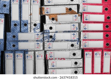 Iowa Flag Colors Folder Stack, Bureaucracy and Government Administration Concep
