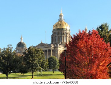 Iowa State Capitol In Fall