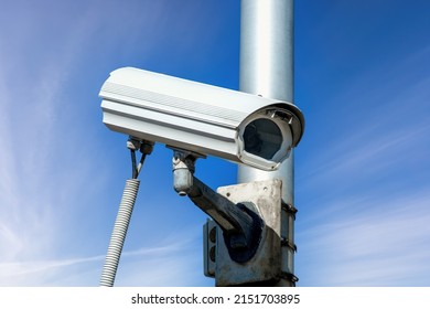 IP CCTV camera hi-technology system installed with waterproof cover to protect camera is home security system concept against the background of a blue sky with beautiful clouds