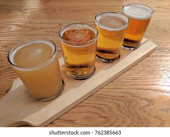 IPA Craft Beer Tasting Flight Served On A Paddle