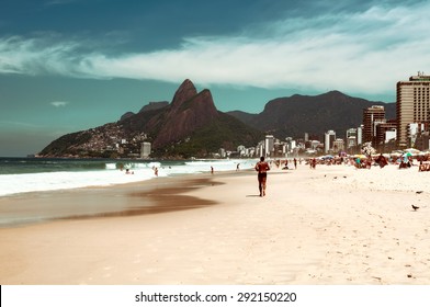 Ipanema, Leblon and the Mountain Dois Irmao in Rio de Janeiro. Brazil