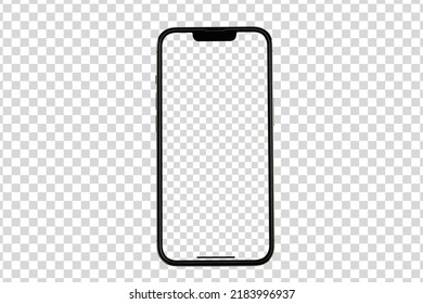 iPhone 13 Pro Max on transparent, Smartphone mockup frame less blank screen, 3d isolated cell phone Template for infographics or presentation UI Vector illustration : Bangkok, Thailand - July 13, 2022