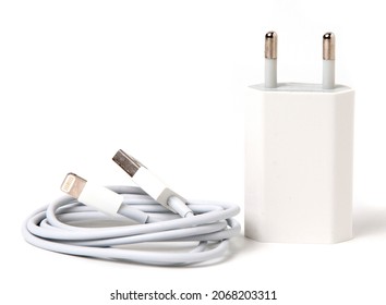 Iphone phone charger isolated on the white background