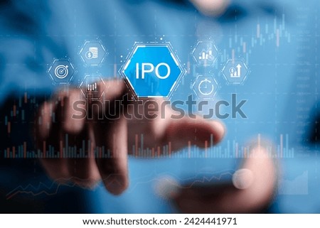IPO, Initial public offering concept. Businessman touch virtual IPO word with stock graph for boosting the growth by IPO process. 