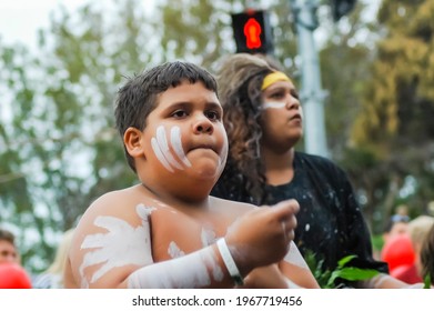 Ipswich, Queensland, Australia 04-28-2007 : Aboriginal Children Perform Traditional Arts At A Festival In Ipswich Town, Queensland, Australia. 