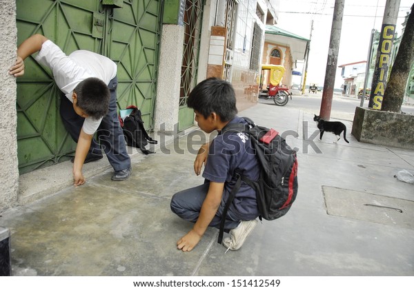 Iquitos Peru April 28unidentified School Boys People Stock Image 151412549