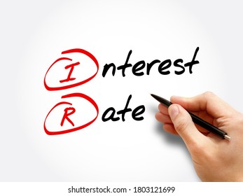 IR Interest Rate - Amount Of Interest Due Per Period, As A Proportion Of The Amount Lent, Deposited, Or Borrowed, Acronym Text Concept Background