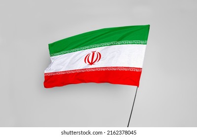 The Iran flag is isolated on a white background with a clipping path. flag symbols of Iran. flag frame with empty space for your text.