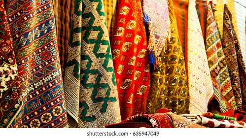 In Iran Scarf In A Market Texture Abstract Of Colors And Bazaar Accessory 