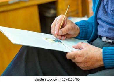 Iranian Artist  Paints Traditional Persian Miniature Old Town Of Isfahan, IRAN