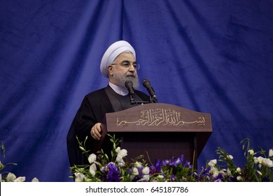 Iranian President Hassan Rouhani And First Deputy Ishaq Jahangiri Election Rally In Tehran's Azadi Stadium, May 13, 2017.