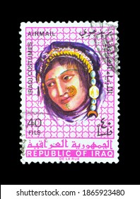 Iraq - Circa 1967 : Cancelled Postage Stamp Printed By Iraq, That Shows Iraqi Woman In Native Costume, Circa 1967.