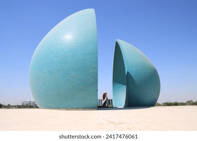 iraqi martyr monument with blue sky