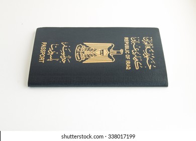 Iraqi Passport On White Background (closed From Side)