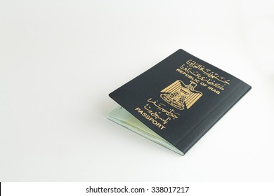 Iraqi Passport On White Background (opened)