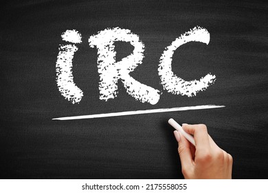 IRC - Internet Relay Chat Is A Text-based Chat System For Instant Messaging, Acronym Technology Concept On Blackboard