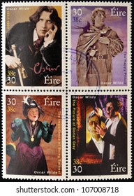 IRELAND - CIRCA 2000: Four stamps dedicated to Oscar Wilde, the most famous writer, poet and playwright Irish, circa 2000