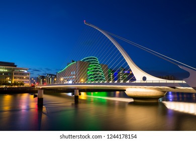 Ireland, Dublin - June 6, 2015: Samuel Beckett Bridge In Night