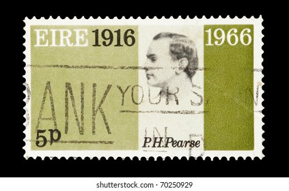 IRELAND (EIRE) - CIRCA 1966: Mail Stamp Printed In Eire Commemorating Revolution Martyr Patrick Pearse And Fifty Years Of Political Unrest In Ireland, Circa 1966