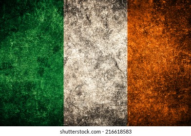 Ireland Flag On The Grunge Concrete Wall