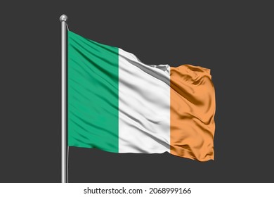 Ireland Flying Flag On A Black Background For Designer