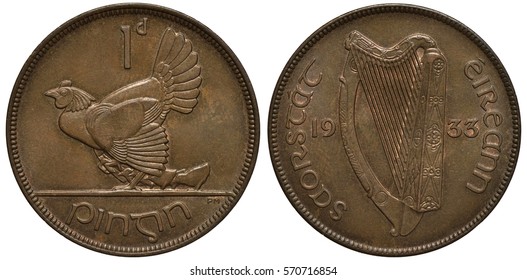 1963 Irish Hen and Chicks  1 pence