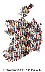 Ireland Map Multicultural Group Of People Integration Immigration Diversity Isolated