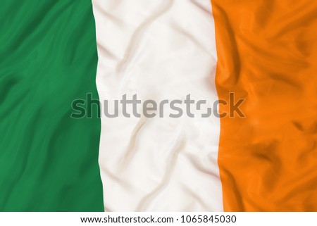 Ireland national flag with waving fabric 