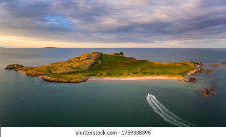 Ireland's Eye Is An Island On The East Coast Of Ireland Near Howth Aerial View Sailboats In The Harbor Of Howth Near Dublin, Ireland A Fishing Village And Small Trading Port From At Least The 14th Century