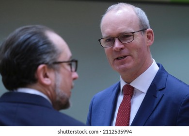 Ireland's Foreign Minister Simon Coveney During A Meeting Of EU Foreign Ministers At The European Council Building In Brussels, Monday, Jan. 24, 2022.