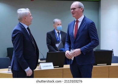 Ireland's Foreign Minister Simon Coveney During A Meeting Of EU Foreign Ministers At The European Council Building In Brussels, Monday, Jan. 24, 2022.