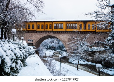 Irgandi Bazaar Bridge In Bursa,Turkey At Winter