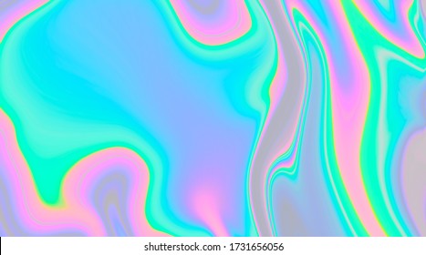Iridescent marbled holographic texture in vibrant neon and pastel colors. Trippy and distorted image with light diffraction effect in psychedelic 80s-90s vaporwave style. - Shutterstock ID 1731656056