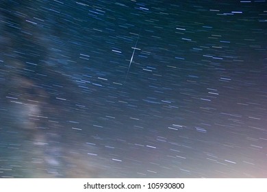 Iridium Satellite Trail On A Starry Sky Background