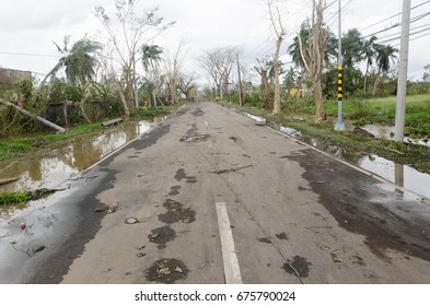 Iriga City, Philippines - December 2016: Typhoon Nina Aftermath 