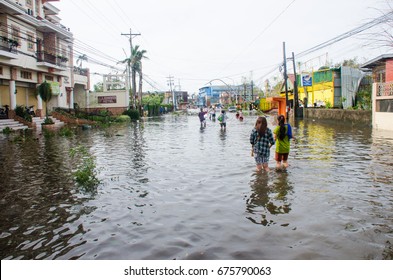 Iriga City, Philippines - December 2016: Typhoon Nina Aftermath 