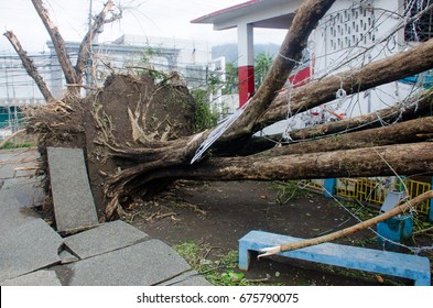 Iriga City, Philippines - December 2016: Typhoon Nina Aftermath 