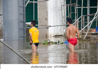 Iriga City, Philippines - December 2016: Typhoon Nina Aftermath 