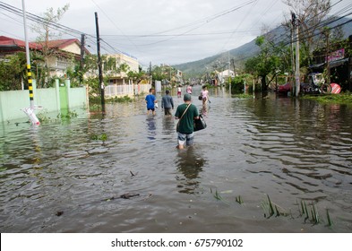 Iriga City, Philippines - December 2016: Typhoon Nina Aftermath 