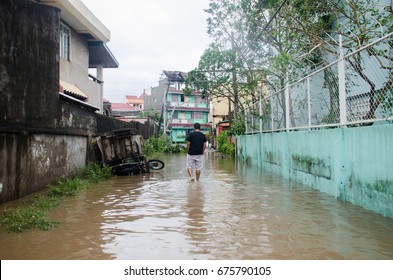 Iriga City, Philippines - December 2016: Typhoon Nina Aftermath 