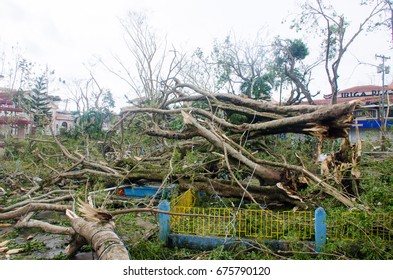 Iriga City, Philippines - December 2016: Typhoon Nina Aftermath 