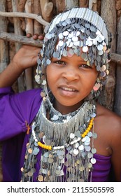 Iringa, Tanzania - may 13 2019: masai girl in traditional clothes