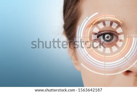 Iris authentication concept. Eye scanning. Smart contact lens.