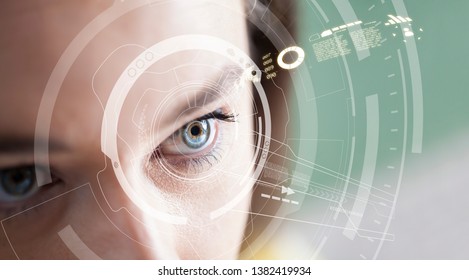 Iris recognition concept. Smart wearable eye-compatible computer
